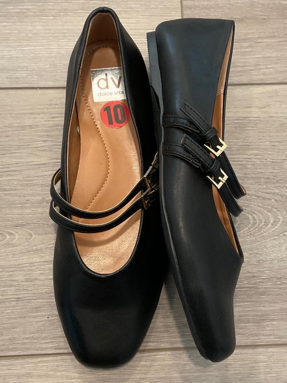DV Dolce Vita Black Flat Double Buckle Mary Jane’s Size 10 NEW
